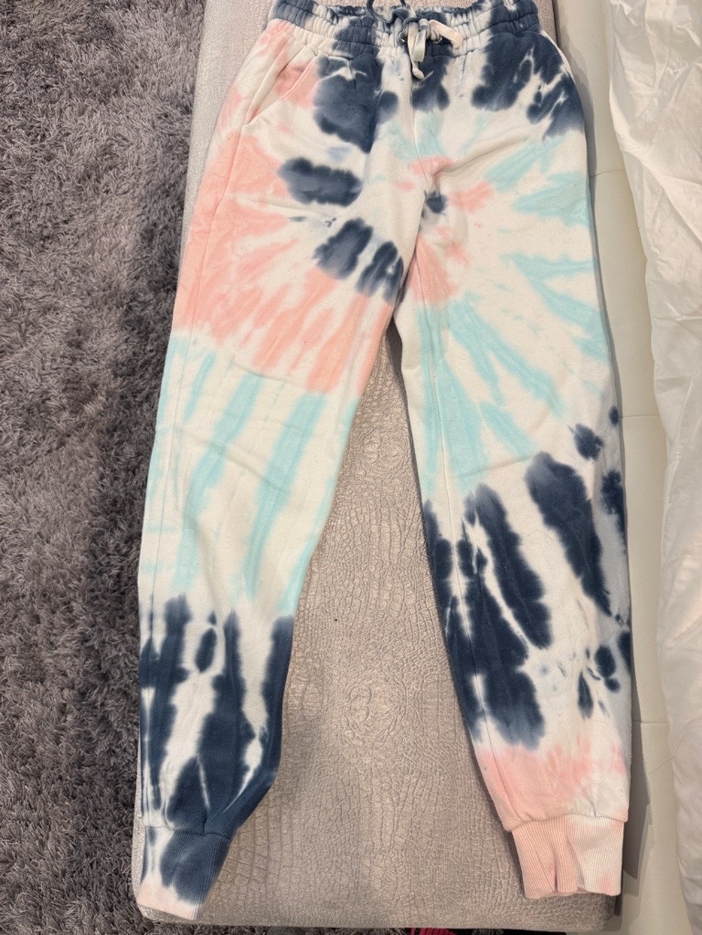 Womans Tie-Dye Jogger Pants - Pink, Blue & Navy. Size small